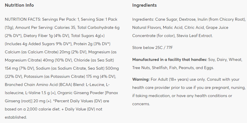 Nutritional information Nutritional information