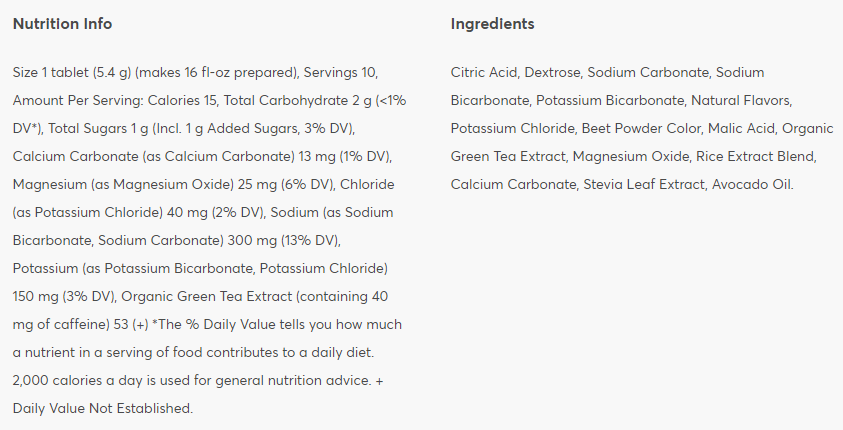 Nutritional information: Cherry Limeade + Caffeine Nutritional information: Cherry Limeade + Caffeine