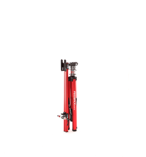 The Feedback Pro Stand folded for travel or storage. The Feedback Pro Stand folded for travel or storage.