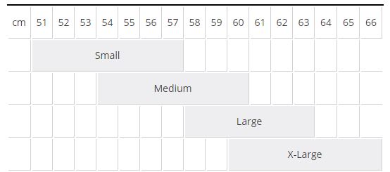 Bontrager Rally MIPS helmet sizing chart